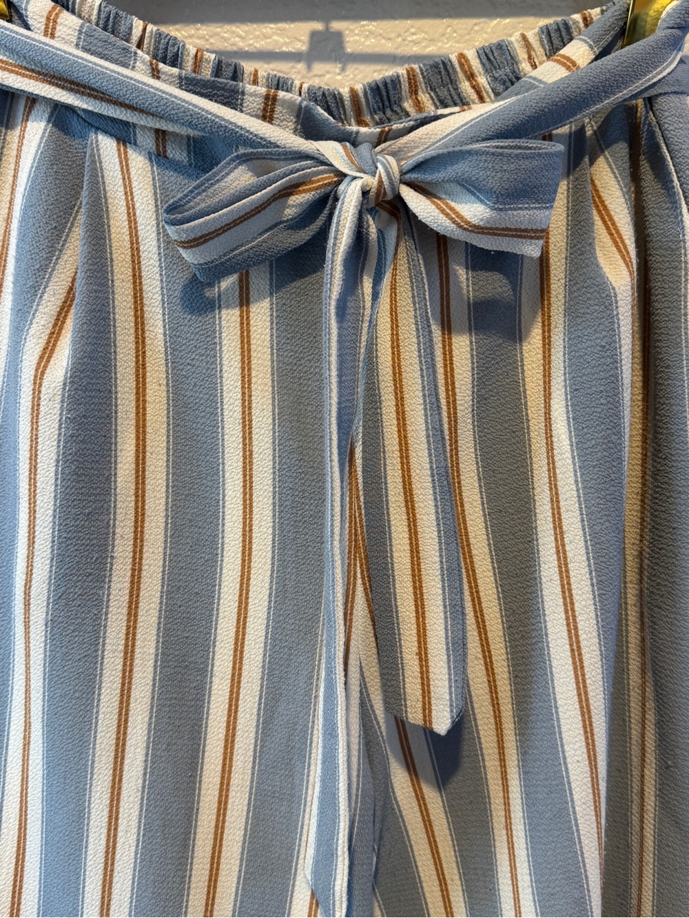 Striped Blue Tie-Waist Women’s cropped pants